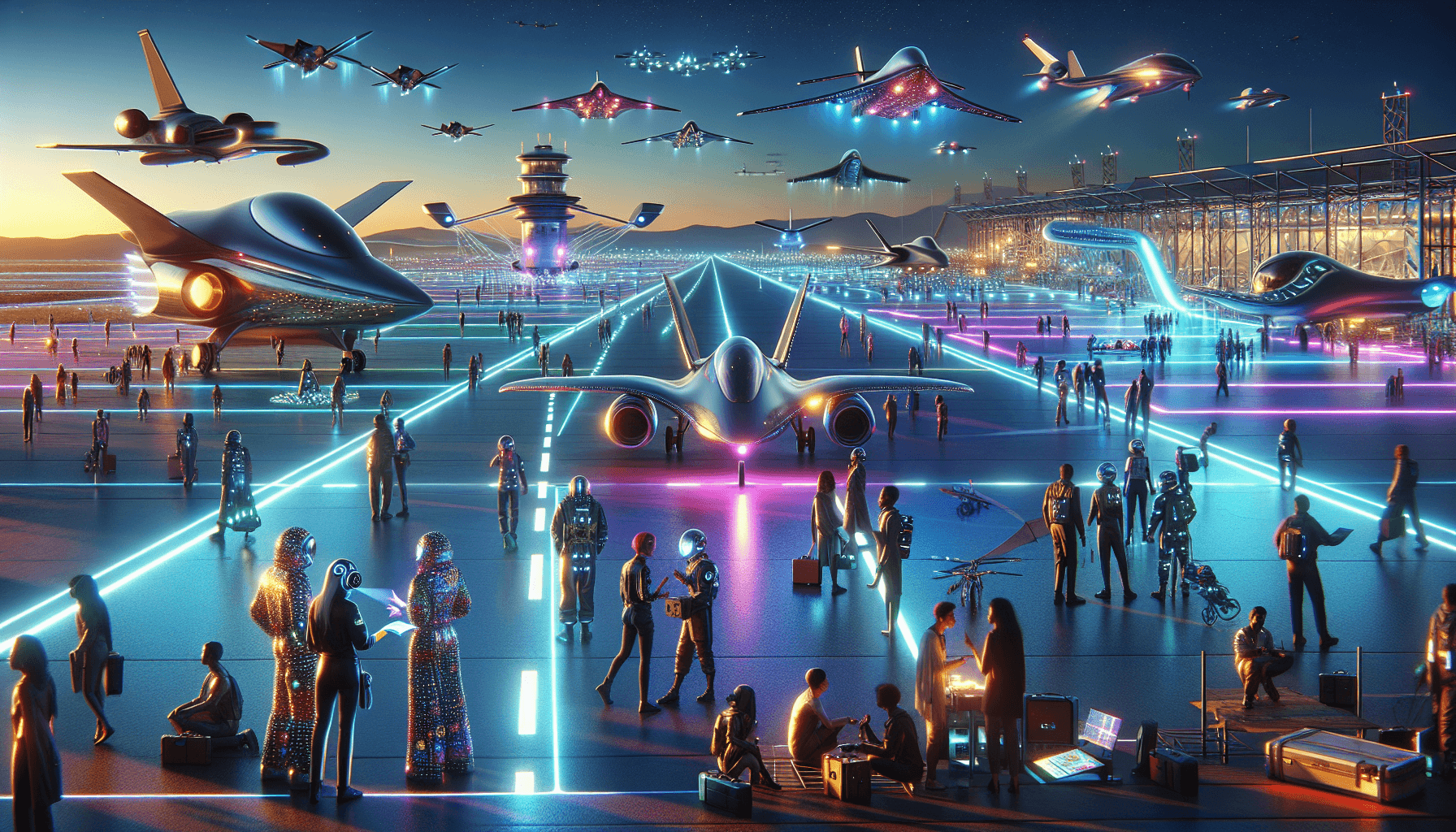Futuristic airfield in Aviator